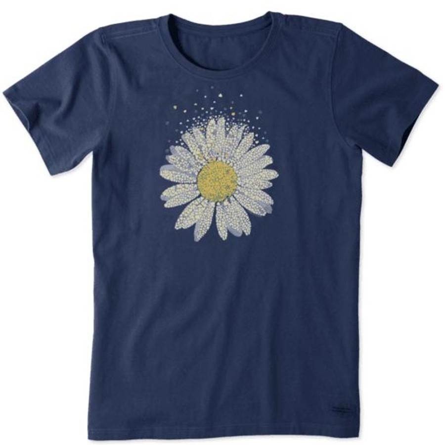 Women Life is Good Graphic Tees | Women'S Flower Of Hearts Crusher Tee Darkest Blue