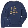 Men Life is Good Sweatshirts & Hoodies | Men'S Lig Vintage Wordmark Stacked Simply True Fleece Crew Darkest Blue