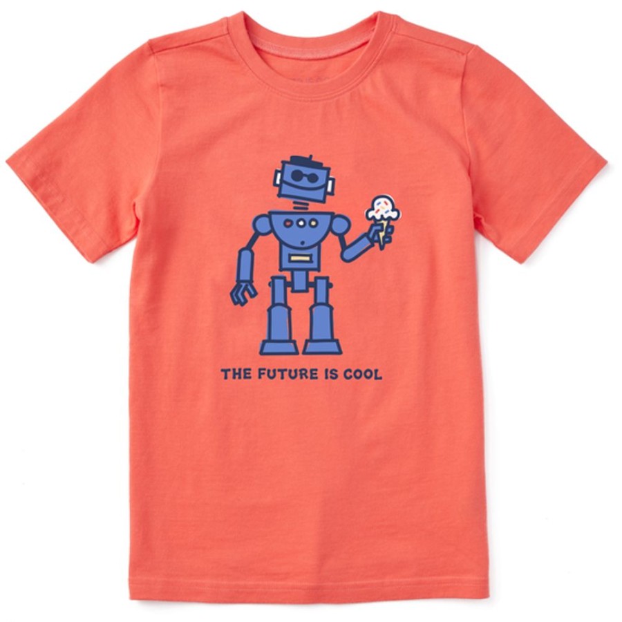 Kids Life is Good Graphic Tees | Kids Cool Robot Crusher Tee Mango Orange