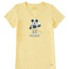 Women Life is Good Graphic Tees | Women'S Clean Chilly Willie Short Sleeve Vee Sandy Yellow