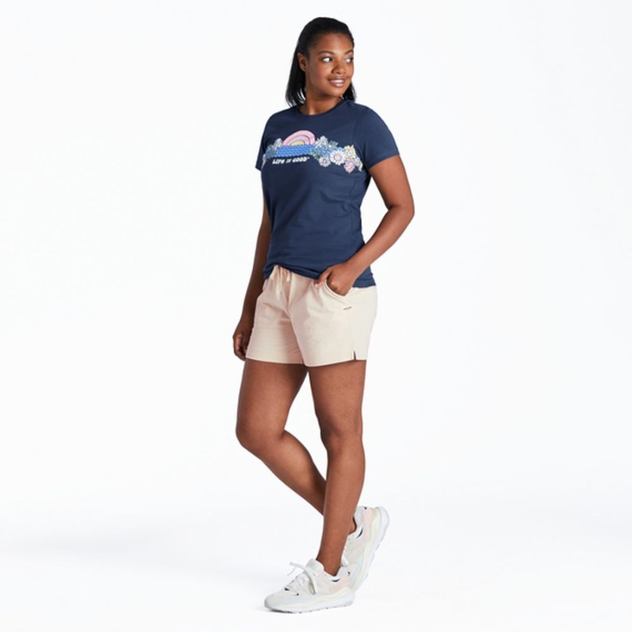 Women Life is Good Crusher-Flex Apparel | Women'S Solid Crusher-Flex Shorts Putty White