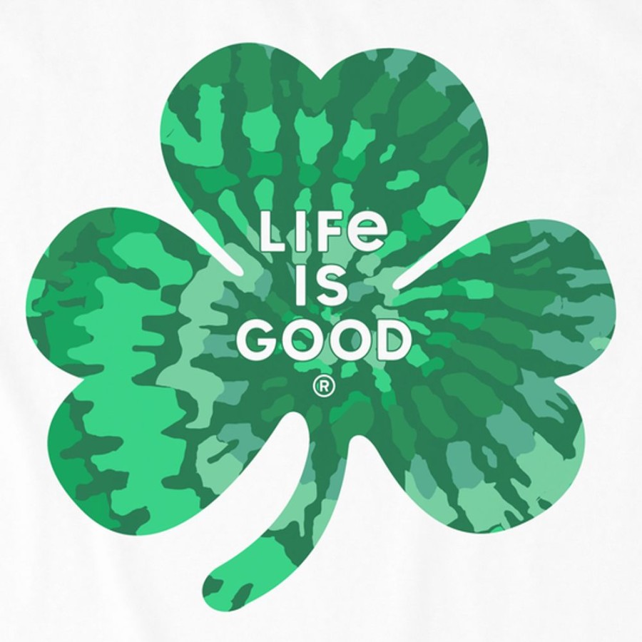 Kids Life is Good Graphic Tees | Kids Tie Dye Clover Crusher Tee Cloud White