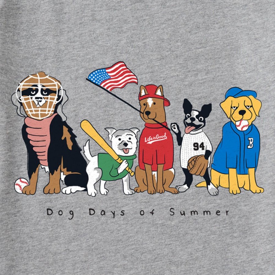 Kids Life is Good Graphic Tees | Kids Dog Days Of Summer Baseball Long Sleeve Crusher Tee Heather Gray