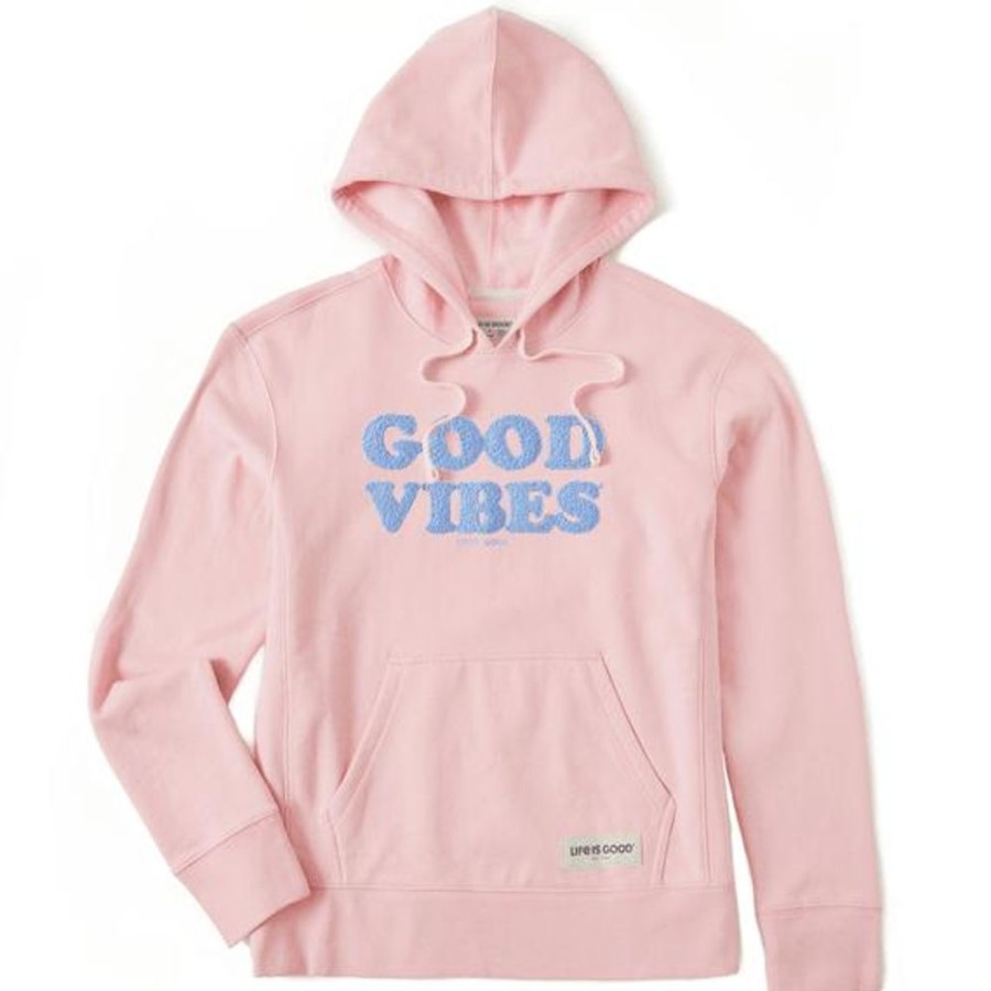 Women Life is Good Sweatshirts & Hoodies | Women'S Good Vibes Simply True Fleece Hoodie Himalayan Pink