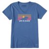 Women Life is Good Graphic Tees | Women'S Ocean Wave Vista Crusher-Lite Vee Vintage Blue