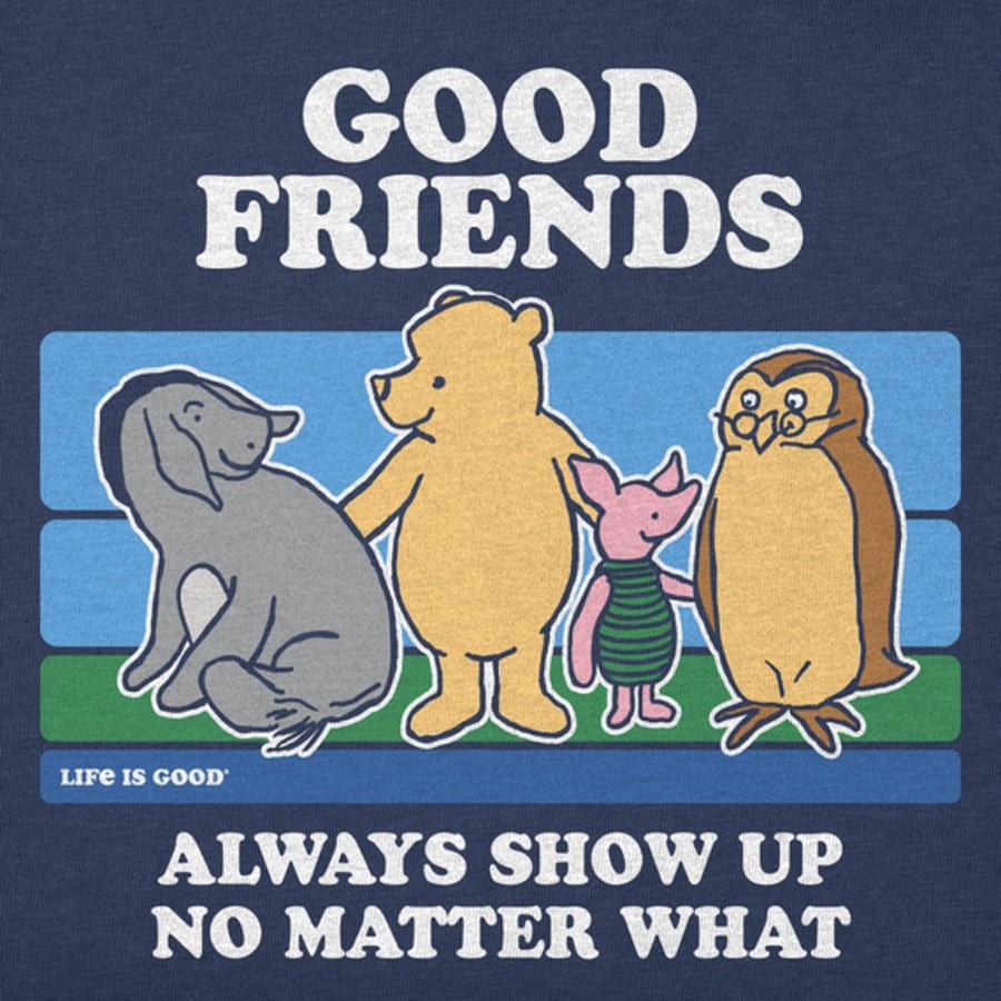 Kids Life is Good Graphic Tees | Kids Vintage Good Friends Winnie Crusher Tee Darkest Blue