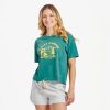 Women Life is Good Boxy Tees | Women'S Happy Camper Boxy Crusher Tee Spruce Green