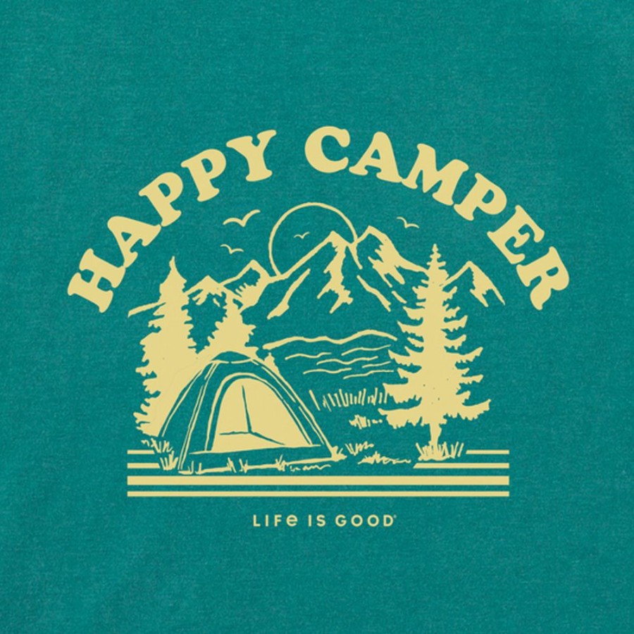 Women Life is Good Boxy Tees | Women'S Happy Camper Boxy Crusher Tee Spruce Green