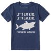 Kids Life is Good Graphic Tees | Kids Let'S Eat, Kids Shark Crusher Tee Darkest Blue