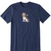 Men Life is Good Graphic Tees | Men'S Vintage Style Beagle Crusher Tee Darkest Blue