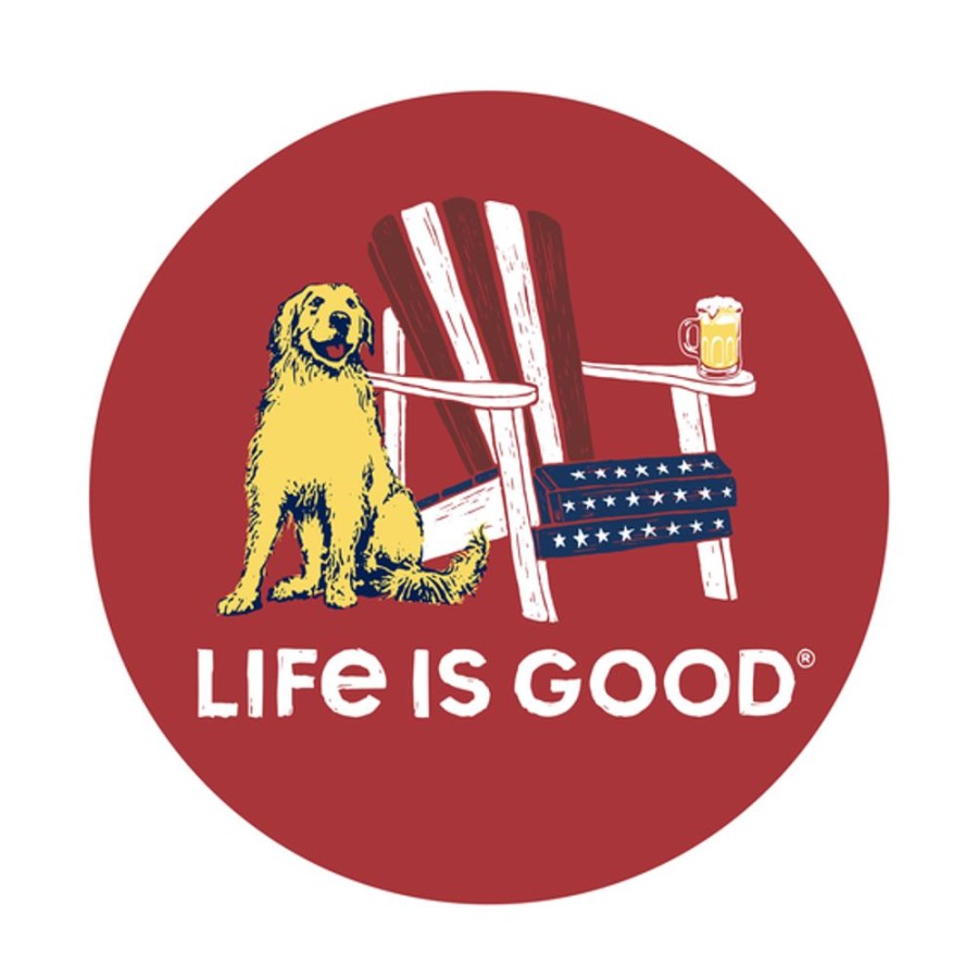 Home Life is Good Stickers & Magnets | American Adirondack Beer 4" Circle Sticker Faded Red