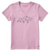 Women Life is Good Graphic Tees | Women'S Dreamy Three Birds Short Sleeve Vee Violet Purple