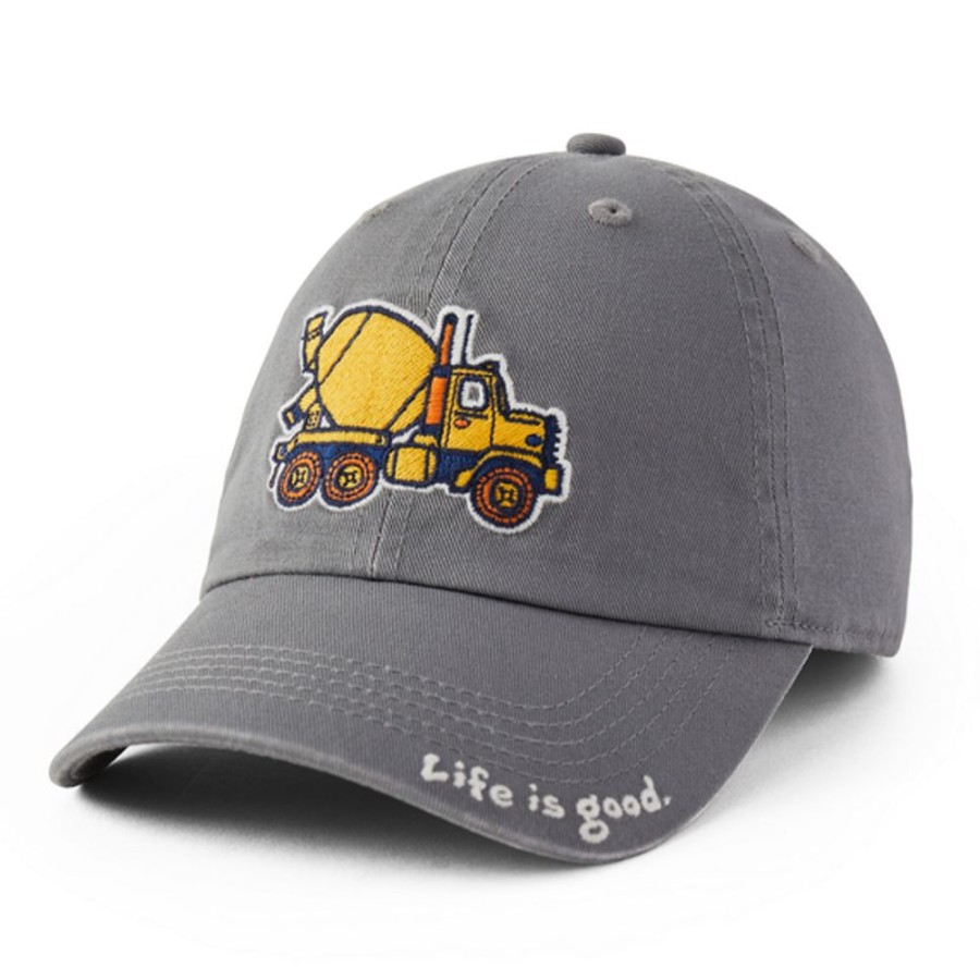 Women Life is Good Hats | Kids Big Cement Mixer Kids Chill Cap Slate Gray