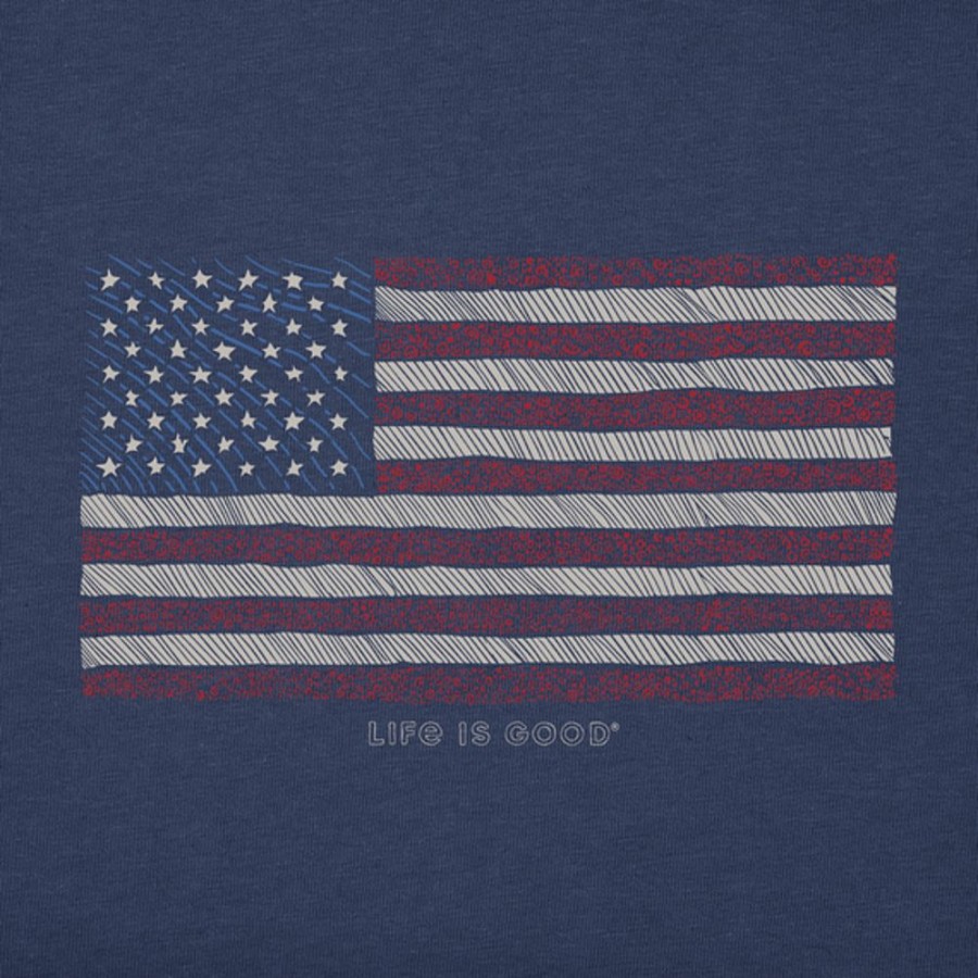 Men Life is Good Graphic Tees | Men'S Yankee Doodle Flag Short Sleeve Tee Darkest Blue