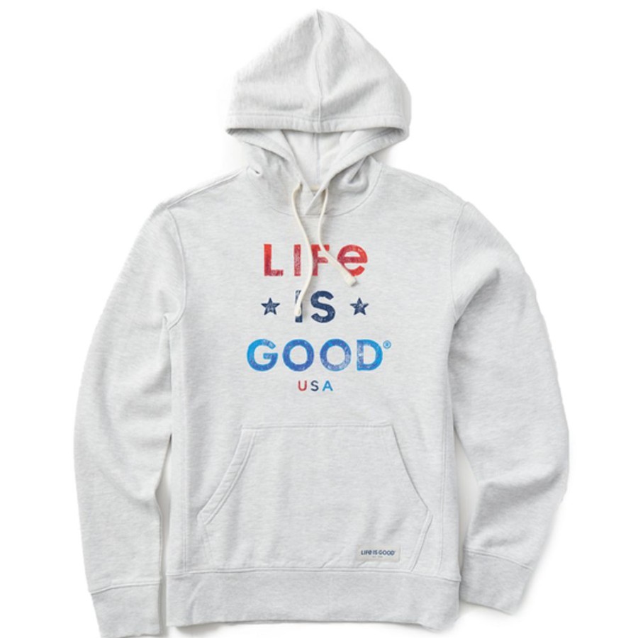 Men Life is Good Sweatshirts & Hoodies | Men'S Life Is Good Usa Simply True Fleece Hoodie Light Heather Gray