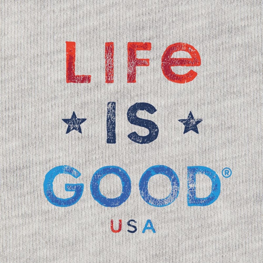 Men Life is Good Sweatshirts & Hoodies | Men'S Life Is Good Usa Simply True Fleece Hoodie Light Heather Gray