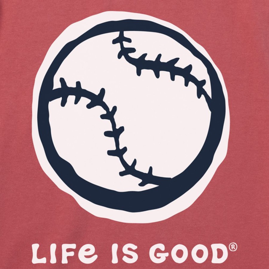 Men Life is Good Graphic Tees | Men'S Baseball Sketch Crusher Tee Faded Red