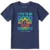 Kids Life is Good Graphic Tees | Kids Tie Dye Good Grandpa Crusher Tee Darkest Blue