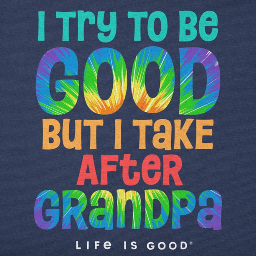 Kids Life is Good Graphic Tees | Kids Tie Dye Good Grandpa Crusher Tee Darkest Blue