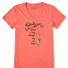 Women Life is Good Graphic Tees | Women'S Winnie Long Strange Trip Crusher Vee Mango Orange