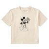 Women Life is Good Boxy Tees | Women'S Clean Steamboat Willie Kindness Bouquet Boxy Crusher Tee Putty White