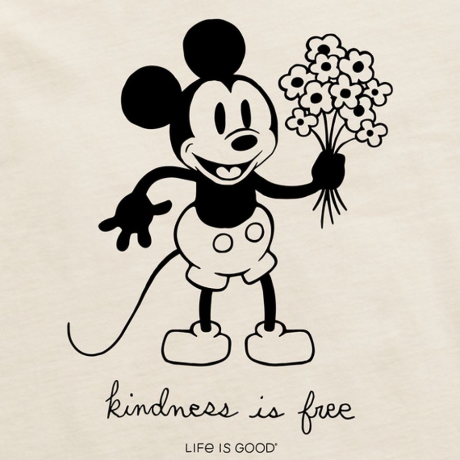 Women Life is Good Boxy Tees | Women'S Clean Steamboat Willie Kindness Bouquet Boxy Crusher Tee Putty White