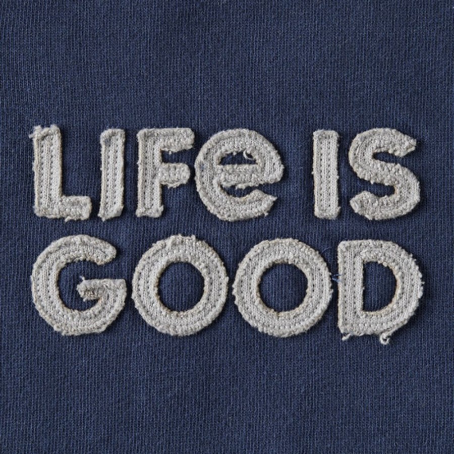 Men Life is Good Sweatshirts & Hoodies | Men'S Lig Wordmark Stack Simply True Fleece Zip Hoodie Darkest Blue