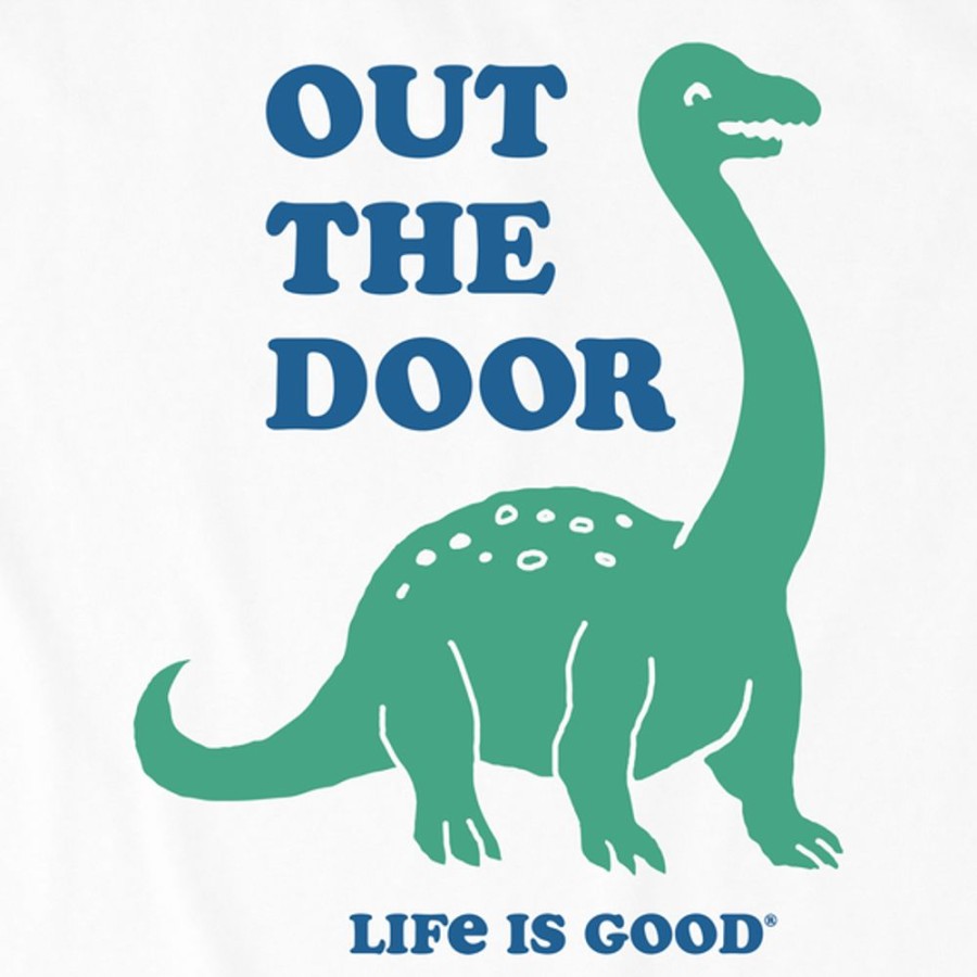 Kids Life is Good Graphic Tees | Kids Clean Out The Door Dinosaur Crusher Tee Cloud White