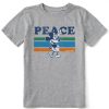 Kids Life is Good Graphic Tees | Kids Clean Peace Willie Stripes Crusher Tee Heather Gray