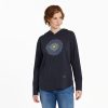 Women Life is Good Crusher-Flex Apparel | Women'S Heart Rays Crusher-Flex Hoodie Tunic Inkwell Blue