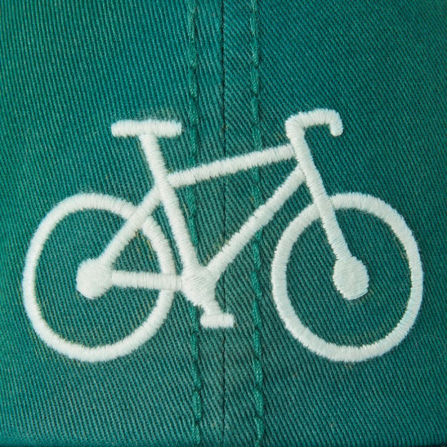 Men Life is Good Hats | Bike More Worry Less Sunwashed Chill Cap Spruce Green