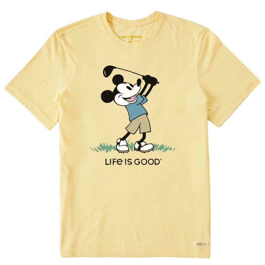 Men Life is Good Graphic Tees | Men'S Clean Steamboat Willie Golf Short Sleeve Tee Sandy Yellow