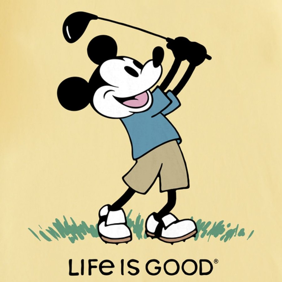 Men Life is Good Graphic Tees | Men'S Clean Steamboat Willie Golf Short Sleeve Tee Sandy Yellow