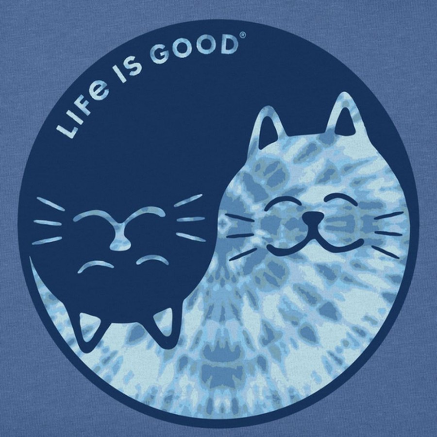 Kids Life is Good Graphic Tees | Kids Tie Dye Yin Yang Cats Crusher Tee Vintage Blue