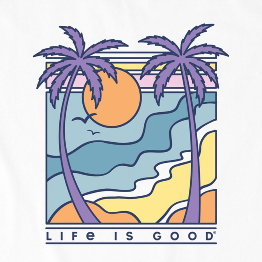 Men Life is Good Graphic Tees | Men'S Retro Palms Short Sleeve Tee Cloud White