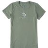 Women Life is Good Graphic Tees | Women'S Lig Daisy Short Sleeve Tee Moss Green