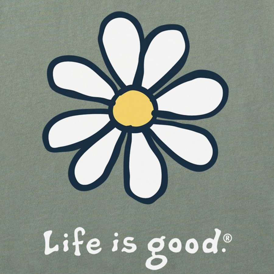 Women Life is Good Graphic Tees | Women'S Lig Daisy Short Sleeve Tee Moss Green