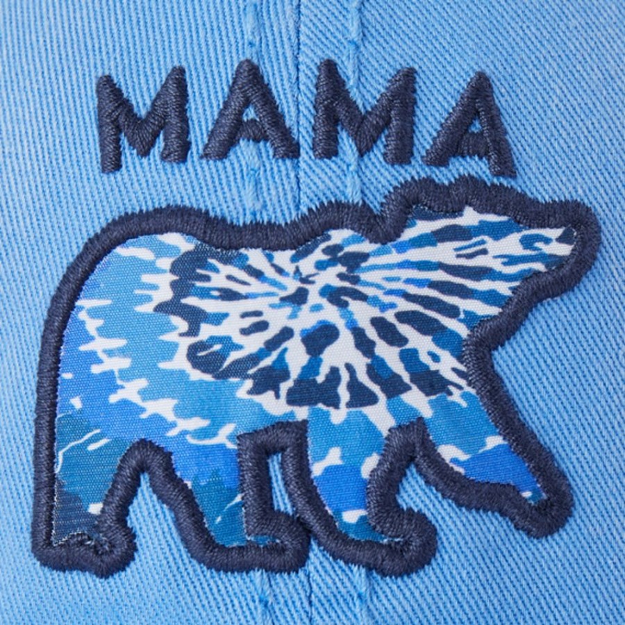 Women Life is Good Hats | Tie Dye Mama Bear Sunwashed Chill Cap Cornflower Blue