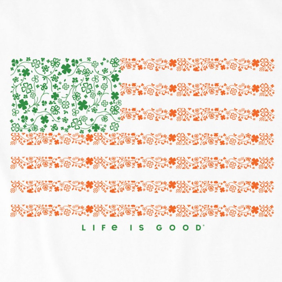 Kids Life is Good Graphic Tees | Kids Irish American Clover Flag Crusher Tee Cloud White