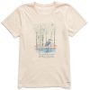 Women Life is Good Graphic Tees | Women'S Earth Has Music Heron Short Sleeve Tee Putty White