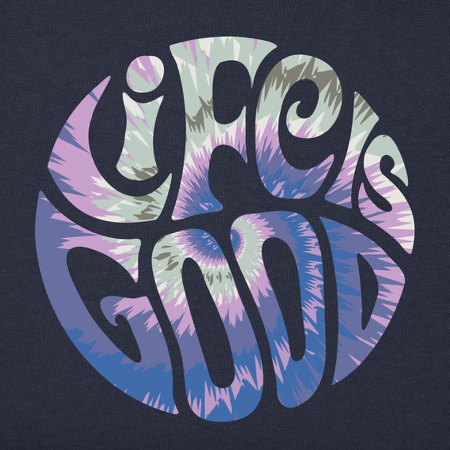 Women Life is Good Sweatshirts & Hoodies | Women'S Groovy Tie Dye Lig Crusher-Flex Boxy Hoodie Inkwell Blue