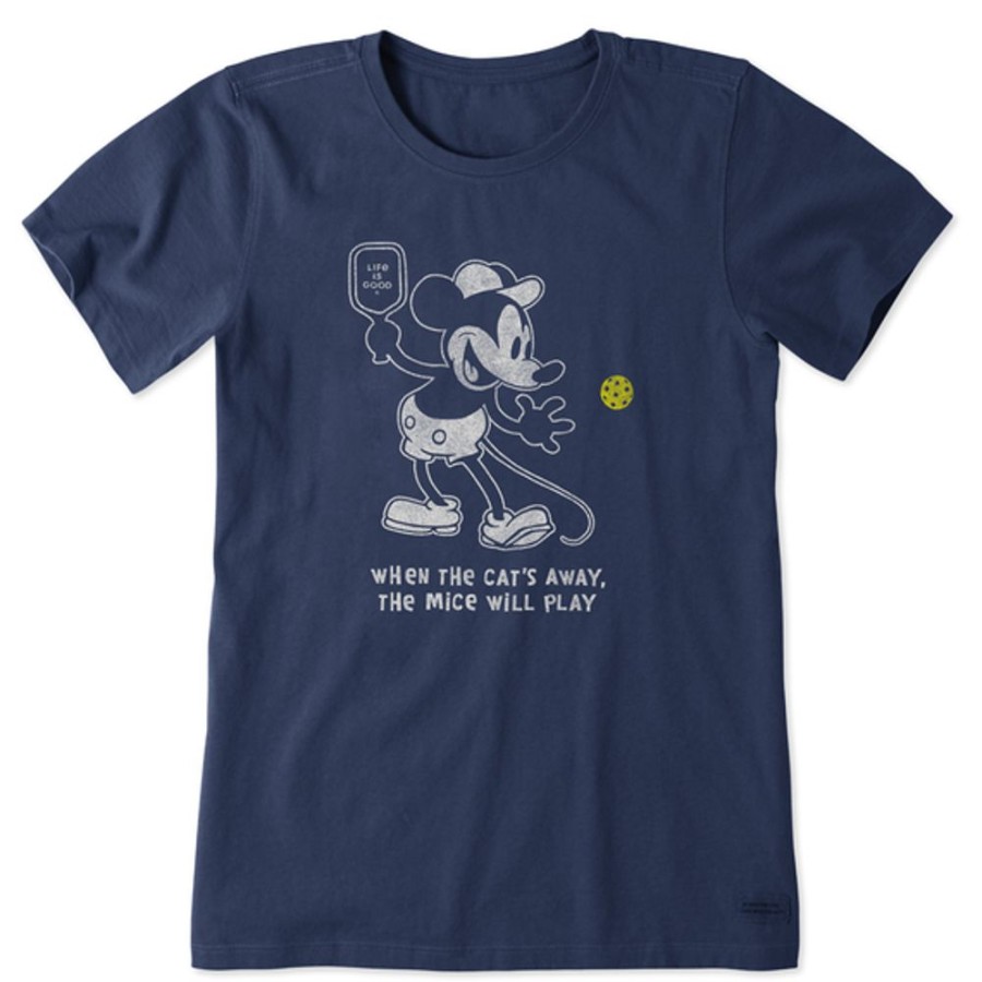 Home Life is Good Pickleball | Women'S Clean Steamboat Willie Pickleball Crusher Tee Darkest Blue