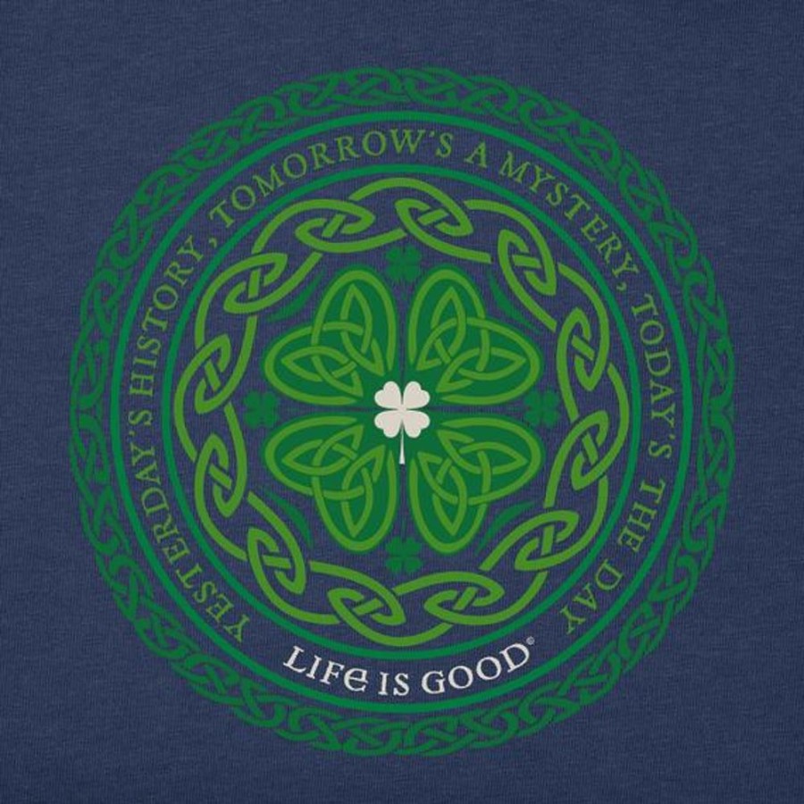 Women Life is Good Graphic Tees | Women'S Celtic Mandala Long Sleeve Crusher Vee Darkest Blue