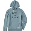 Men Life is Good Sweatshirts & Hoodies | Men'S Quirky Stacked Lig Simply True Fleece Hoodie Smoky Blue