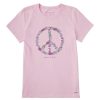 Women Life is Good Graphic Tees | Women'S Realaxed Wildflower Love Peace Sign Crusher Tee Seashell Pink