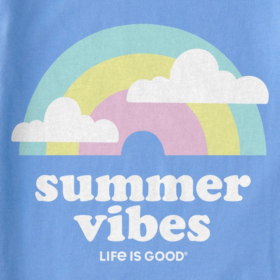 Kids Life is Good Graphic Tees | Kids Clean Summer Vibes Rainbow Crusher Tee Cornflower Blue