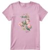 Women Life is Good Graphic Tees | Women'S Strength In Softness Antique Flowers Short Sleeve Tee Violet Purple