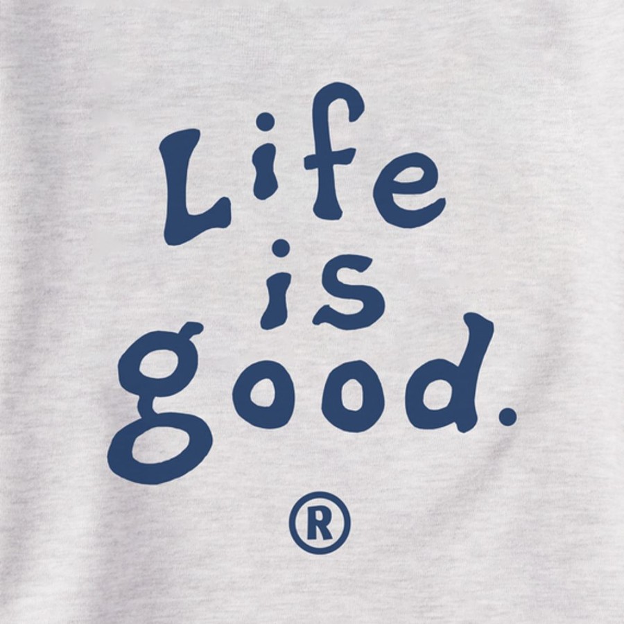 Women Life is Good Sweatshirts & Hoodies | Women'S Lig Vintage Wordmark Stacked Simply True Fleece Crew Light Heather Gray