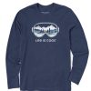 Men Life is Good Graphic Tees | Men'S Apres Goggles Long Sleeve Crusher Tee Darkest Blue