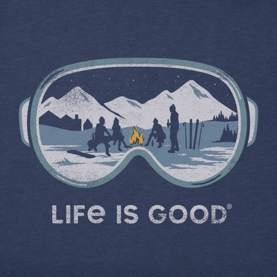 Men Life is Good Graphic Tees | Men'S Apres Goggles Long Sleeve Crusher Tee Darkest Blue